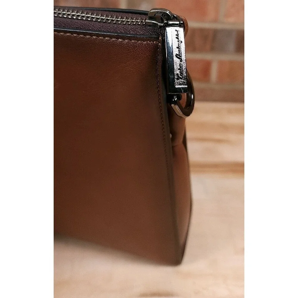 Tonino Lamborghini Brown Leather Bag Attache 14 Inch Made in Italy
